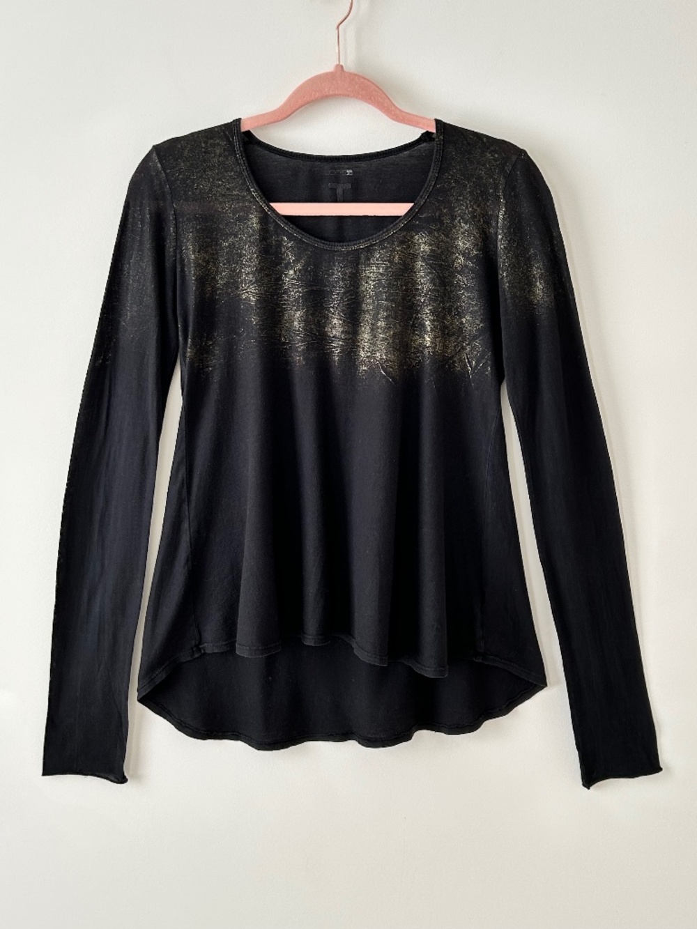 Joe's Jeans 100% Cotton Black & Gold Ombre Long Sleeve Top